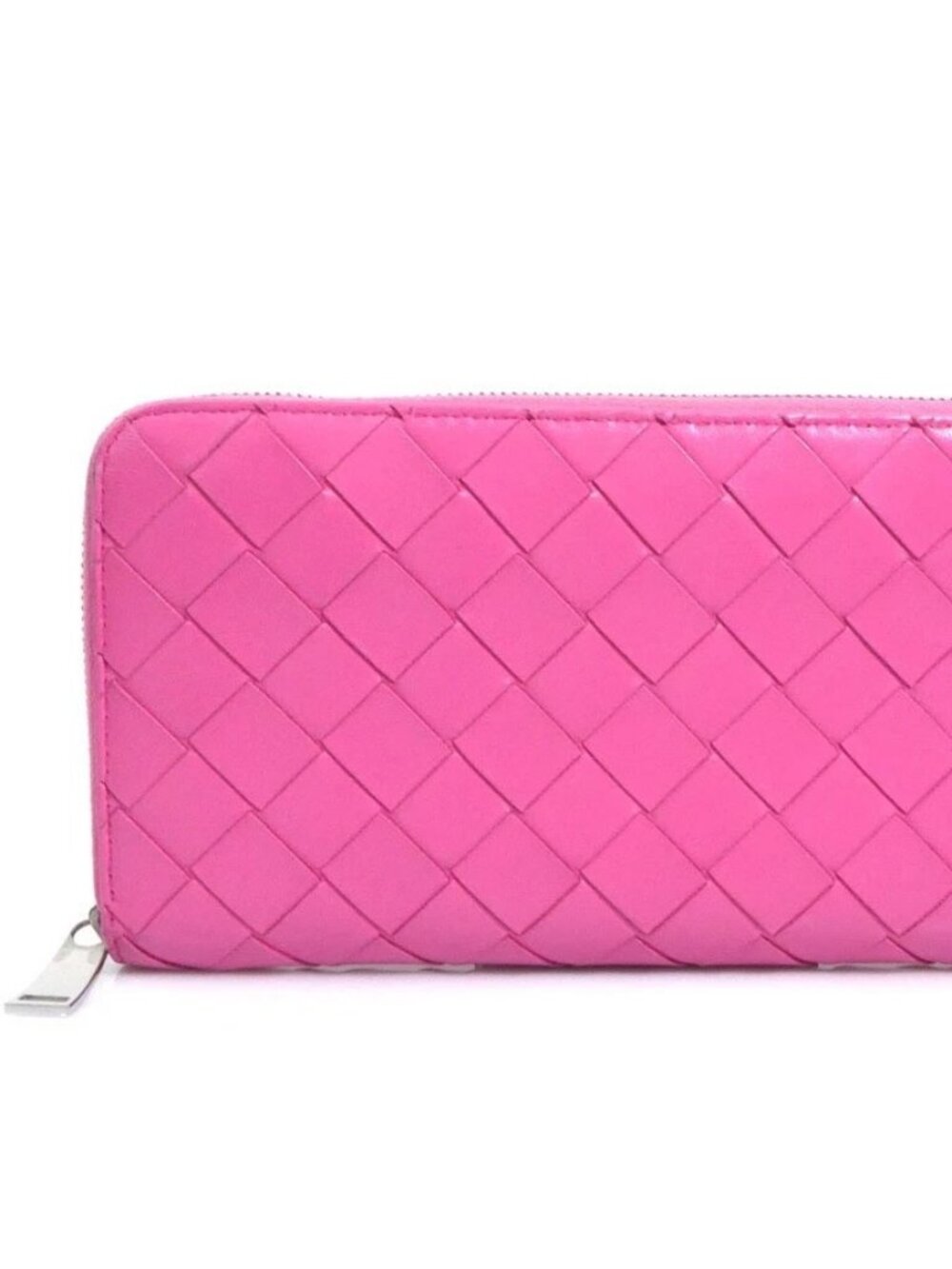 BOTTEGAVENETA Intrecciato Zip Around Long Wallet Pink Leather